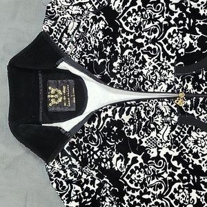 Activology Luxe Velour Black White Zip Up Jacket Size: L Vintage